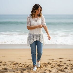 White whimsy Textured Women Top